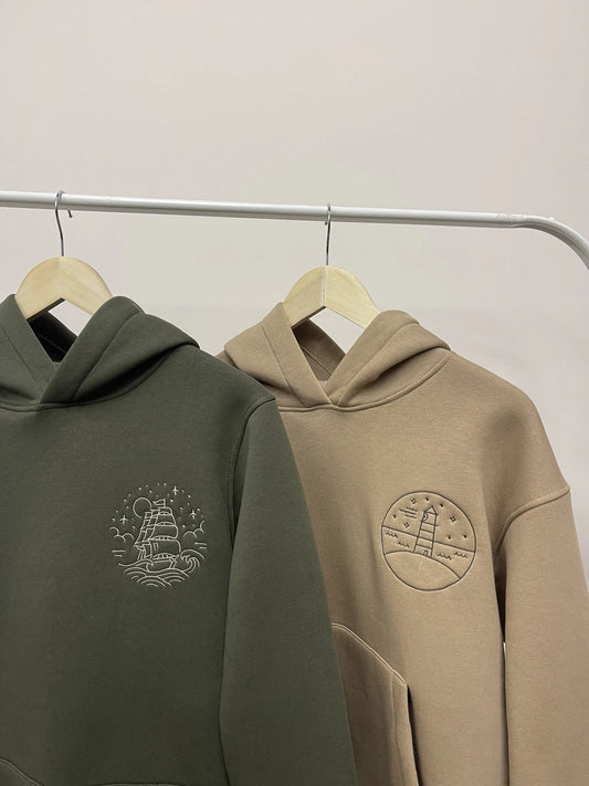 Hoodies with boat and lighthouse